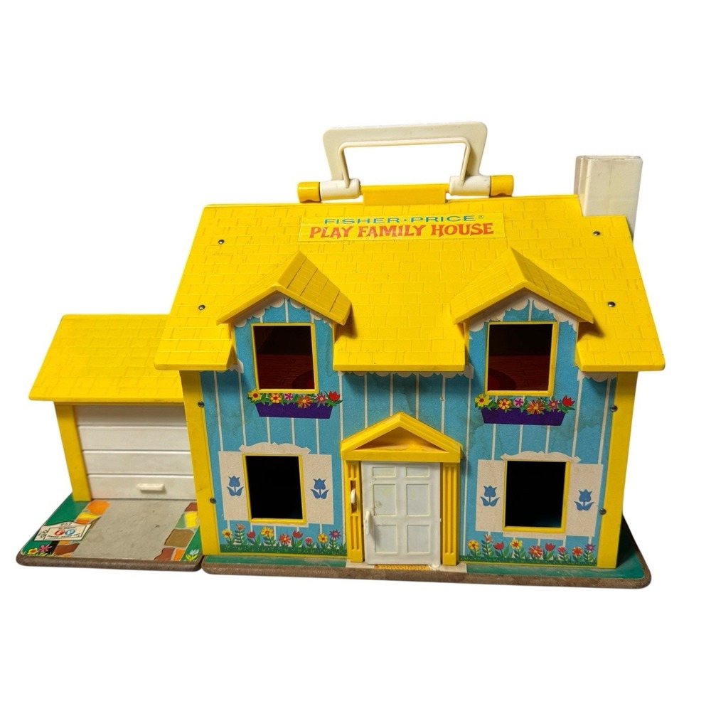 Vintage Fisher Price Family Playhouse 1969 Bell Works Yellow Roof